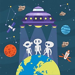 太空外星人矢量背景