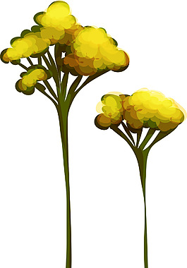 黃色油菜花卡通植物矢量素材