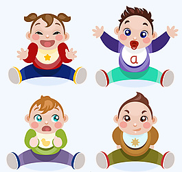 4款卡通嬰兒設(shè)計(jì)矢量