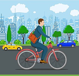 自行車出行人物
