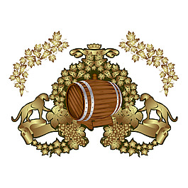 矢量金色花紋樹葉元素