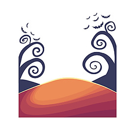 手繪藍色花紋元素