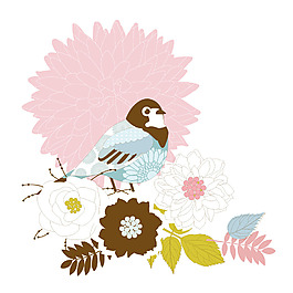 手繪清新花鳥元素