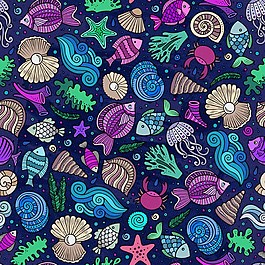 海鮮花紋背景圖案