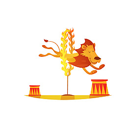 卡通獅子跳圈元素
