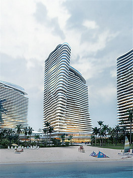 城市高層扭曲建筑效果圖