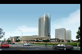 城市廣場(chǎng)高層建筑效果圖