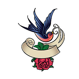矢量絲帶紅色花朵元素