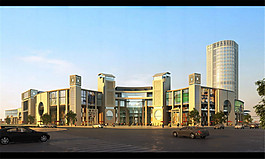 城市商業(yè)中心建筑景觀圖