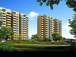 住宅小區(qū)與綠化帶效果圖
