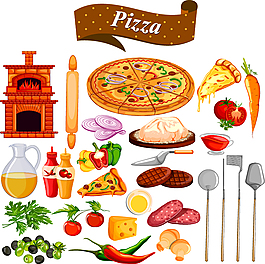 披萨美食插画