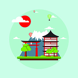 卡通日本風(fēng)格建筑素材