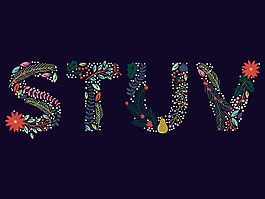 節(jié)日邀請(qǐng)函花朵樹葉拼貼組合英文字母矢量