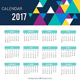帶有彩色三角形的2017幾何日歷
