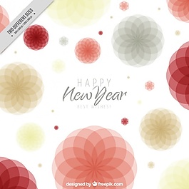 白色新年背景與五顏六色的抽象形狀