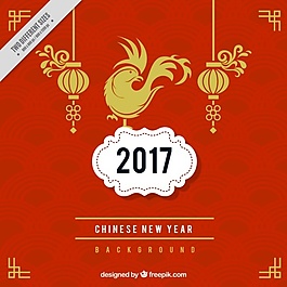 奇妙的中國新年背景與紅色幾何圖形