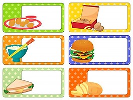 標(biāo)簽設(shè)計與多種食品插圖