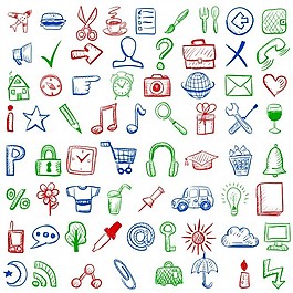 移動應(yīng)用程序的手繪樣式圖標