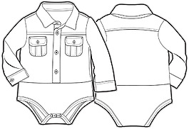 连体衣服装白色线稿设计矢量素材