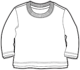 長袖圓領(lǐng)服裝白色線稿設(shè)計矢量素材