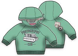 綠色連帽卡通服裝設計素材矢量