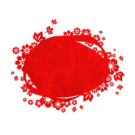 手繪紅色花朵元素