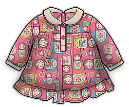 紅色娃娃上衣女寶寶服裝設計彩色矢量原稿