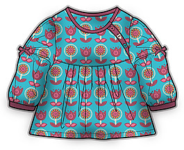 藍(lán)色花朵上衣女寶寶服裝設(shè)計(jì)彩色矢量原稿