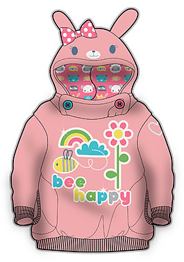 粉色兔子衛(wèi)衣女寶寶服裝設(shè)計(jì)彩色原稿矢量
