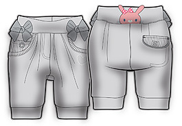 灰色中裤女宝宝服装设计彩色原稿矢量素材