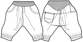 松紧中裤女宝宝服装设计线稿矢量素材