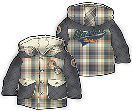 方格棉衣秋冬款服装设计男孩矢量素材