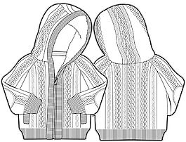 毛线外套秋冬款男孩服装设计线稿矢量素材
