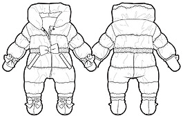 冬季羽絨服小寶寶服裝是設計素材線稿