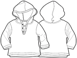 連帽衛(wèi)衣小男孩服裝設計線稿矢量素材