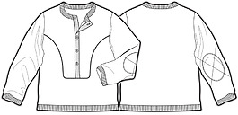 紐扣圓領(lǐng)小男孩服裝設(shè)計(jì)線稿矢量素材