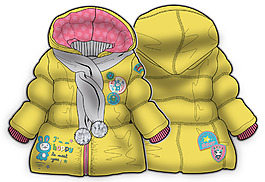 羽絨服小女孩服裝設(shè)計(jì)彩色原稿矢量素材