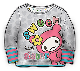 粉色卡通人物小女孩服裝設計彩色原稿矢量