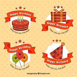 帶紅絲帶的生日標(biāo)簽