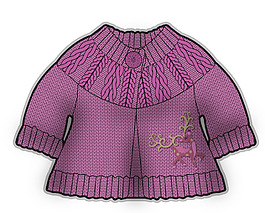 紫色紐扣外套小女孩服裝設(shè)計(jì)秋冬彩色原稿