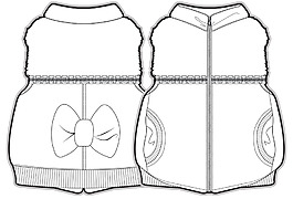 冬天無(wú)袖外套小女孩服裝設(shè)計(jì)線稿素材