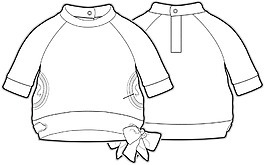 長袖衛(wèi)衣小女孩服裝設(shè)計線稿素材