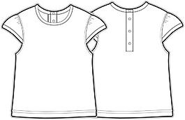 短袖小女孩服裝設(shè)計線稿素材
