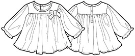 公主裙小女孩矢量服裝秋冬設(shè)計(jì)線稿