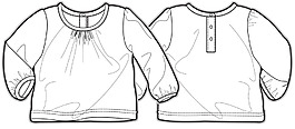 長袖小女孩矢量服裝秋冬設(shè)計線稿