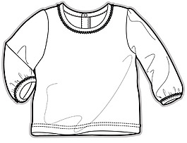 圓領(lǐng)長袖小女孩矢量服裝秋冬設(shè)計線稿