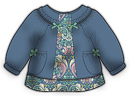 泡泡袖小女生服裝設(shè)計彩色矢量原稿