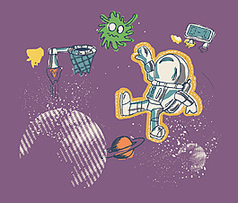 紫色外星服装设计图案矢量素材