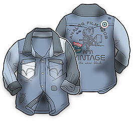 蓝色夹克长款儿童服装设计源文件矢量素材