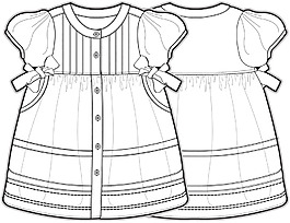 短袖娃娃裙女宝宝服装设计线稿矢量素材